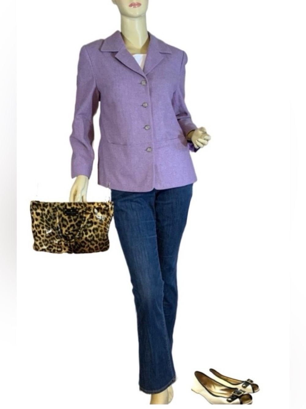 TALBOTS LILAC PURPLE LAMBSWOOL BLAZER MADE IN ITALY PETITE (10P)